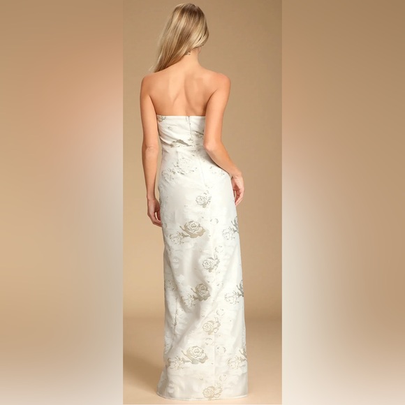 Cultivated Love White Floral Jacquard Strapless Maxi Dress NWT - Picture 3 of 4